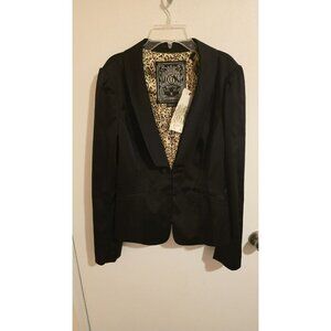 Guess Blazer Womens Large Black Stretch NWT Satin Latches Glam Sexy Bosslady Y2K